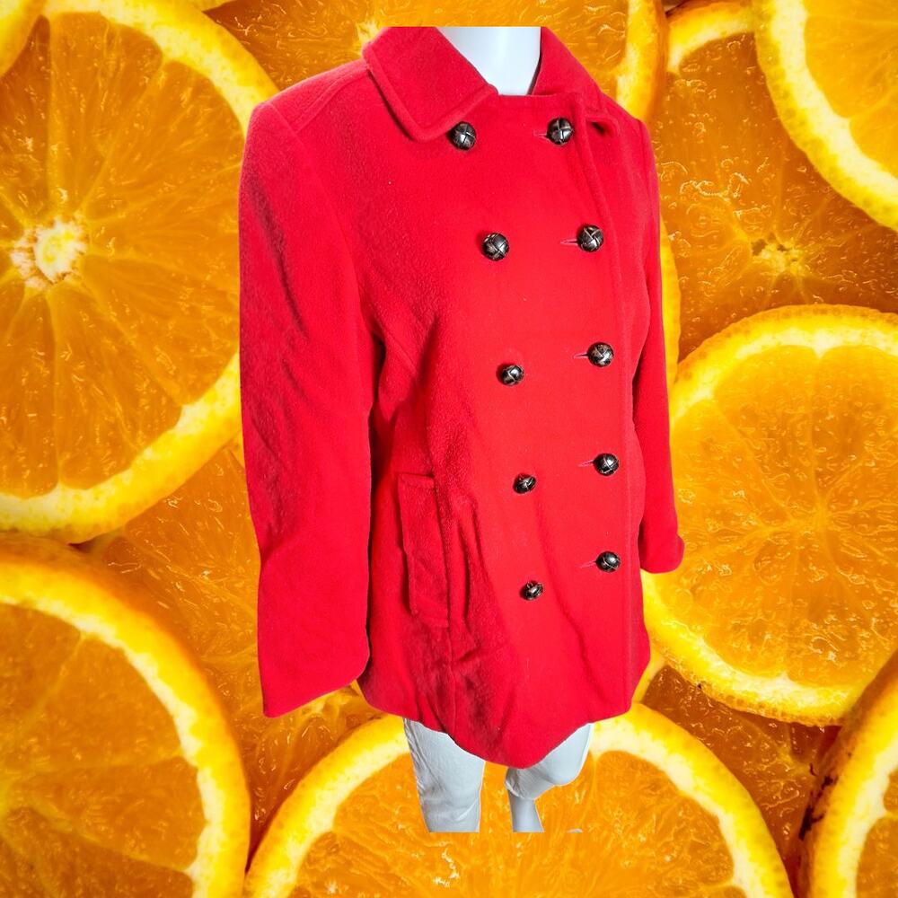 Mackintosh Women's Red 100% Wool Double Breasted Long Sleeve Peacoat